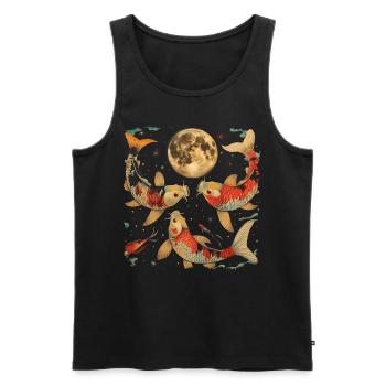 Koi Poisson Carpe Nishikigoi Japon Lune Hurlante - Débardeur bio Premium Homme - noir - Devant - Michal (187cm)