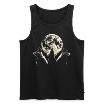 Lemur Ringelschwanz Heulender Mond - Männer Premium Bio Tank Top - Schwarz - Vorne - AI Model Male 178 light (178cm)