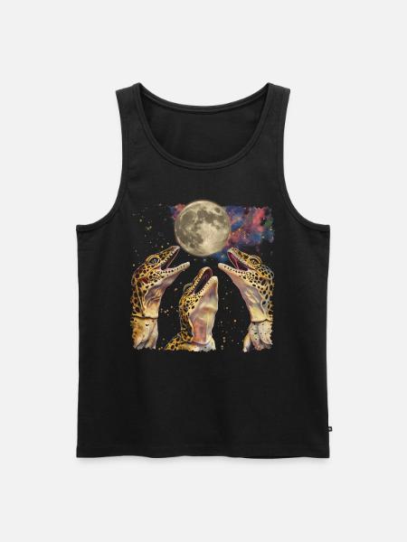 Leopard Gecko Lizard Howling Moon - Men's Premium Organic Tank Top - black
