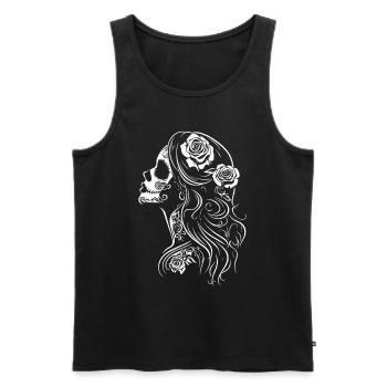 La Catrina Skull Side View with Roses - Men's Premium Organic Tank Top - black - Front - AI Model Male 178 light (178cm)