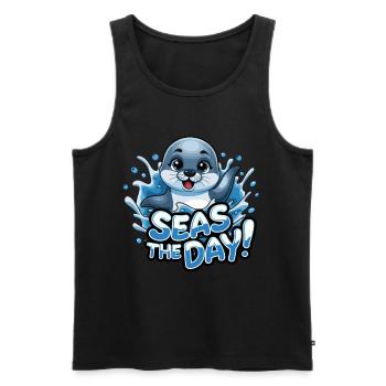 Niedliche Robbe Seas The Day für einen Robben - Männer Premium Bio Tank Top - Schwarz - Vorne - Michal (187cm)