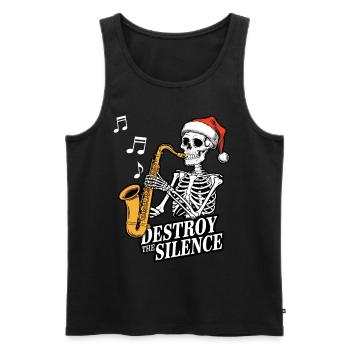 Saxophone squelette Destroy the Silence Musique - Débardeur bio Premium Homme - noir - Devant - Michal (187cm)