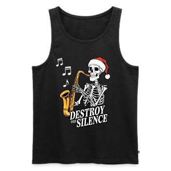 Saxophone squelette Destroy the Silence Musique - Débardeur bio Premium Homme - noir - Devant - Michal (187cm)
