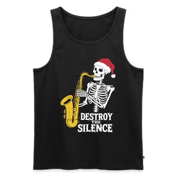 Saxophone squelette Destroy the Silence Musique - Débardeur bio Premium Homme - noir - Devant - Michal (187cm)