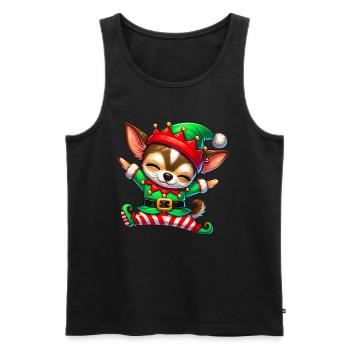 Christmas Chihuahua Elf Funny Chihuahua Lover - Men's Premium Organic Tank Top - black - Front - Michal (187cm)