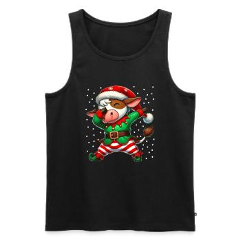 Vache de Noël Elfe Drôle Vache Amoureux Fermier - Débardeur bio Premium Homme - noir - Devant - Michal (187cm)