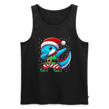 Christmas Dinosaur Elf Funny Dinosaur Lover Dino - Men's Premium Organic Tank Top - black - Front - AI Model Male 178 light (178cm)