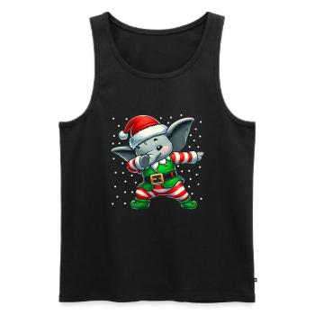 Christmas Elephant Elf Funny Elephant Lover - Men's Premium Organic Tank Top - black - Front - AI Model Male 178 light (178cm)
