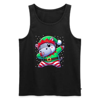 Christmas Hippo Elf Funny Hippo Lover - Men's Premium Organic Tank Top - black - Front - Michal (187cm)