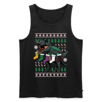 Dinosaurier Trex T-Rex Christmas Weihnachten Xmas - Männer Premium Bio Tank Top - Schwarz - Vorne - Michal (187cm)