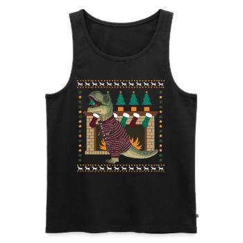 Dinosaurier Trex T-Rex Christmas Weihnachten Xmas - Männer Premium Bio Tank Top - Schwarz - Vorne - Michal (187cm)