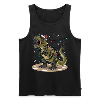 Dinosaurier Weihnachtslicht Christmas Weihnachten - Männer Premium Bio Tank Top - Schwarz - Vorne - AI Model Male 178 light (178cm)