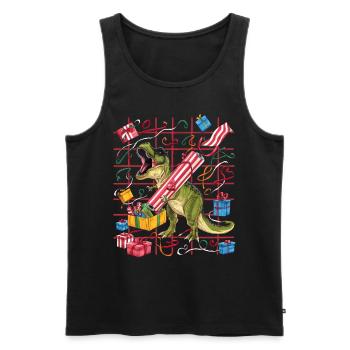 Dinosaurier Trex T-Rex Christmas Weihnachten Xmas - Männer Premium Bio Tank Top - Schwarz - Vorne - Michal (187cm)