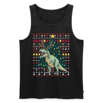 Dinosaurier Trex T-Rex Christmas Weihnachten Xmas - Männer Premium Bio Tank Top - Schwarz - Vorne - Michal (187cm)