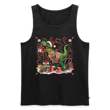 Dinosaurier Trex T-Rex Christmas Weihnachten Xmas - Männer Premium Bio Tank Top - Schwarz - Vorne - Michal (187cm)
