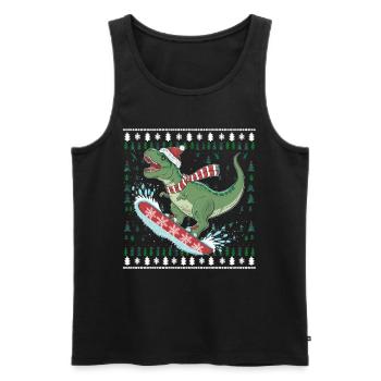 Dinosaurier Trex T-Rex Christmas Weihnachten Xmas - Männer Premium Bio Tank Top - Schwarz - Vorne - Michal (187cm)
