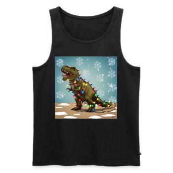 Dinosaurier Trex T-Rex Christmas Weihnachten Xmas - Männer Premium Bio Tank Top - Schwarz - Vorne - Michal (187cm)
