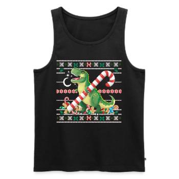 Dinosaurier Trex T-Rex Christmas Weihnachten Xmas - Männer Premium Bio Tank Top - Schwarz - Vorne - Michal (187cm)