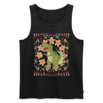 Dinosaurier Trex T-Rex Christmas Weihnachten Xmas - Männer Premium Bio Tank Top - Schwarz - Vorne - Michal (187cm)