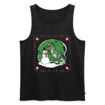 Dinosaurier Trex T-Rex Christmas Weihnachten Xmas - Männer Premium Bio Tank Top - Schwarz - Vorne - Michal (187cm)