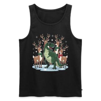 Dinosaurier Trex T-Rex Christmas Weihnachten Xmas - Männer Premium Bio Tank Top - Schwarz - Vorne - Michal (187cm)