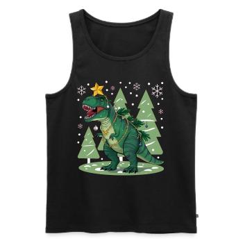 Dinosaurier Trex T-Rex Christmas Weihnachten Xmas - Männer Premium Bio Tank Top - Schwarz - Vorne - Michal (187cm)