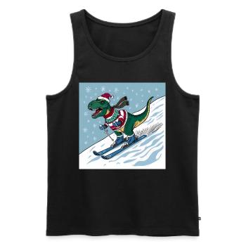 Dinosaurier Trex T-Rex Christmas Weihnachten Xmas - Männer Premium Bio Tank Top - Schwarz - Vorne - Michal (187cm)