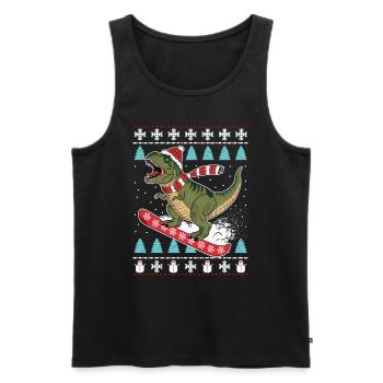 Dinosaurier Trex T-Rex Christmas Weihnachten Xmas - Männer Premium Bio Tank Top - Schwarz - Vorne - Michal (187cm)