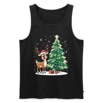 Rentier Reh Xmas Reindeer Christmas Weihnachten - Männer Premium Bio Tank Top - Schwarz - Vorne - Michal (187cm)