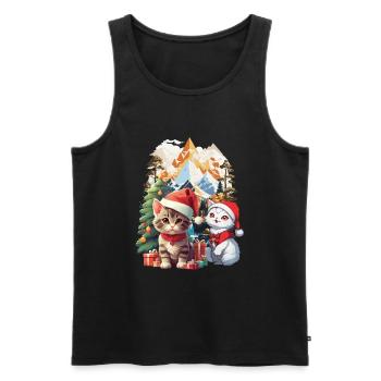 Cats Santa Santa Christmas Presents Child - Men's Premium Organic Tank Top - black - Front - AI Model Male 178 light (178cm)