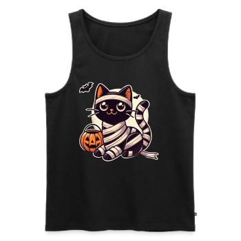 Cat Halloween Mummy Cute Cat Kids - Men's Premium Organic Tank Top - black - Front - AI Model Male 178 light (178cm)