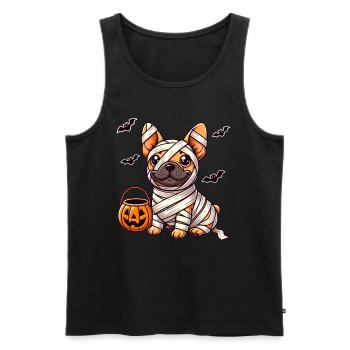 French Bulldog Halloween Mummy Cute - Men's Premium Organic Tank Top - black - Front - AI Model Male 178 light (178cm)