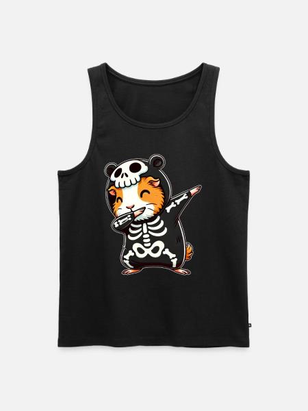 Halloween squelette mignon cochon d’Inde - Débardeur bio Premium Homme - noir