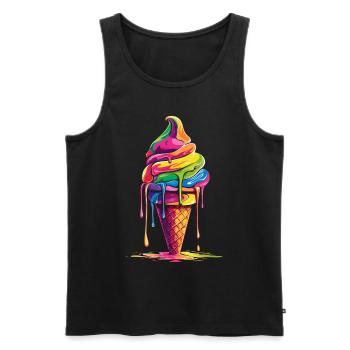 Cornet de crème glacée Popart - Débardeur bio Premium Homme - noir - Devant - Michal (187cm)