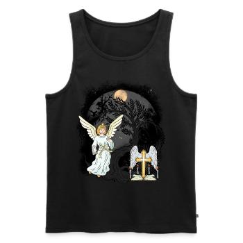 Mystical Angel Cross Crosses Crucifix Spiritual - Men's Premium Organic Tank Top - black - Front - AI Model Male 178 light (178cm)