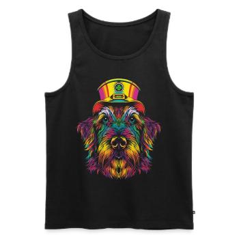Irischer Wolfshund Hund St. Patricks Day Popart - Männer Premium Bio Tank Top - Schwarz - Vorne - Michal (187cm)