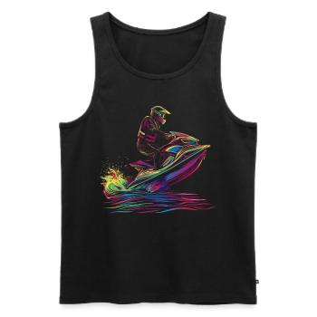 Jet Ski Jet Skiing Jet Skier Popart - Débardeur bio Premium Homme - noir - Devant - AI Model Male 178 light (178cm)