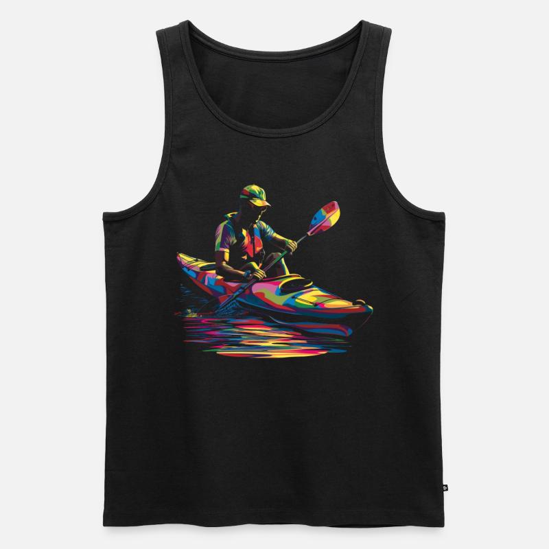Kajak Kajakfahrer Popart - Männer Premium Bio Tank Top - Schwarz