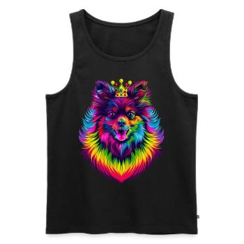 Keeshond Dog Crown Popart - Men's Premium Organic Tank Top - black - Front - AI Model Male 178 light (178cm)