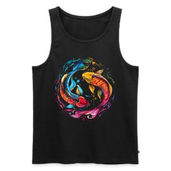 Koi Fish Carpe Nishikigoi Japon Popart - Débardeur bio Premium Homme - noir - Devant - AI Model Male 178 light (178cm)