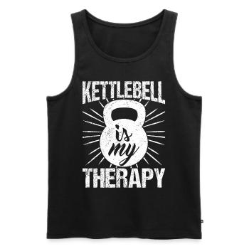 Gym Junkies Kettlebell Is My Therapy Calisthenics - Men's Premium Organic Tank Top - black - Front - AI Model Male 178 light (178cm)