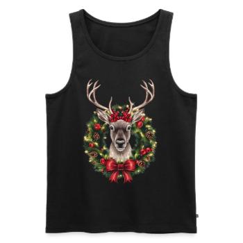 Rentier Reh Xmas Reindeer Christmas Weihnachten - Männer Premium Bio Tank Top - Schwarz - Vorne - Michal (187cm)