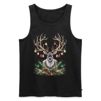 Rentier Reh Xmas Reindeer Christmas Weihnachten - Männer Premium Bio Tank Top - Schwarz - Vorne - Michal (187cm)