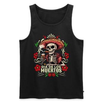 Dia De Los Muertos Totenkopf Totenschädel Tequilla - Männer Premium Bio Tank Top - Schwarz - Vorne - Michal (187cm)