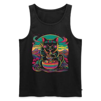 Maneki Neko Japanese Cat Happy Ramen Nude - Men's Premium Organic Tank Top - black - Front - Michal (187cm)