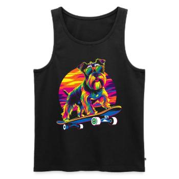 Zwergschnauzer Hund Skateboard Sonnenbrille Popart - Männer Premium Bio Tank Top - Schwarz - Vorne - Michal (187cm)