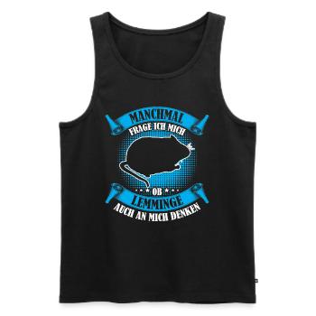 Lemmings Thinking of Me Vole Lemming - Men's Premium Organic Tank Top - black - Front - Michal (187cm)