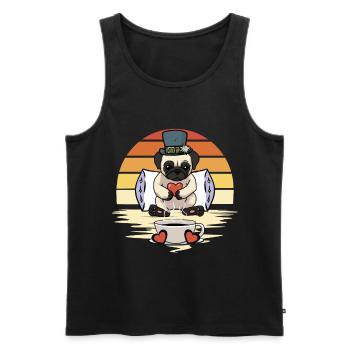 Mops Hund Hunde Guten Morgen Kaffee - Männer Premium Bio Tank Top - Schwarz - Vorne - Michal (187cm)