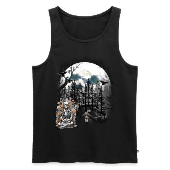 Halloween Skelett Wald Geist Geister Gespenst - Männer Premium Bio Tank Top - Schwarz - Vorne - Michal (187cm)
