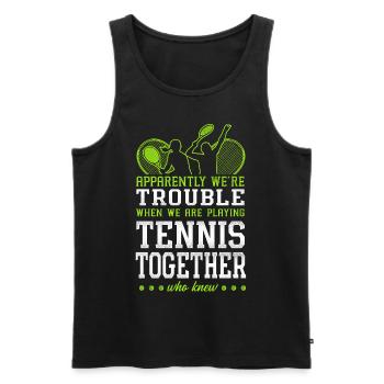 Drôle de joueur de tennis raquette amis - Débardeur bio Premium Homme - noir - Devant - Michal (187cm)